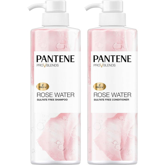 Pantene Rose Water Shampoo and Conditioner Twin Pack front view showing pump bottles
