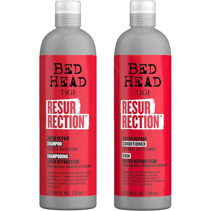 TIGI Bed Head Resurrection Hair Repair Shampoo and Conditioner Set front view professional hair care kit