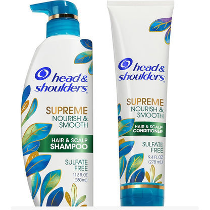 Head and Shoulders Supreme Nourish and Smooth shampoo and conditioner set front view for anti dandruff treatment
