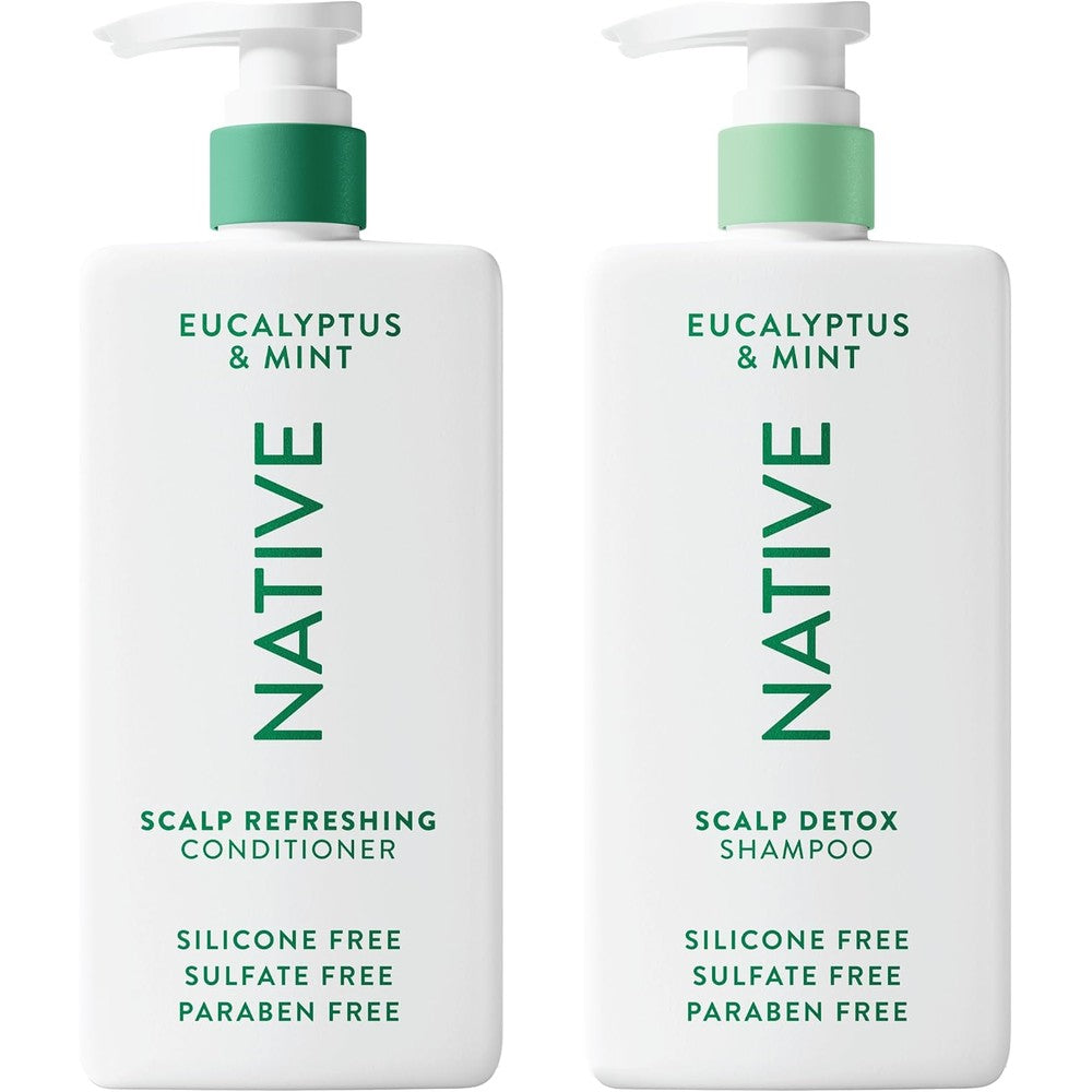 Native Scalp Detox Shampoo and Conditioner Eucalyptus and Mint 2-pack front view for clarifying hair care