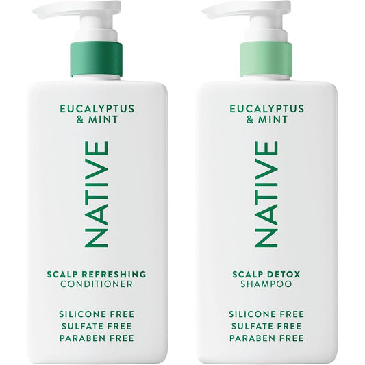 Native Scalp Detox Shampoo and Conditioner Eucalyptus and Mint 2-pack front view for clarifying hair care