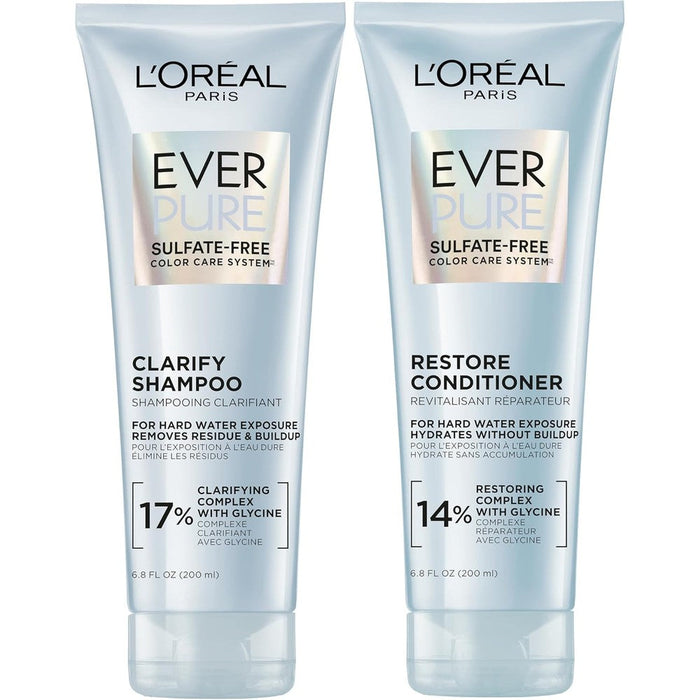 L'Oreal Paris EverPure Clarify and Restore Shampoo and Conditioner front view