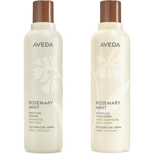 Aveda Rosemary Mint Purifying Shampoo and Conditioner Gift Set front view clarifying hair treatment