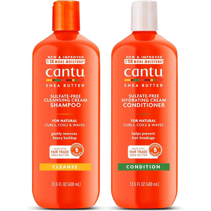 Cantu Shea Butter Shampoo and Conditioner set front view for curly hair care