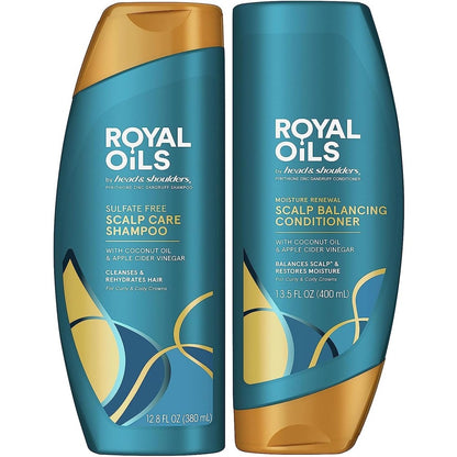 Head and Shoulders Royal Oils Shampoo and Conditioner Set front view showing the bottles side by side for authentic USA imported scalp care.