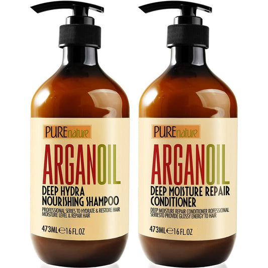 Pure Nature Lux Spa Moroccan Argan Oil Shampoo and Conditioner front view packaging