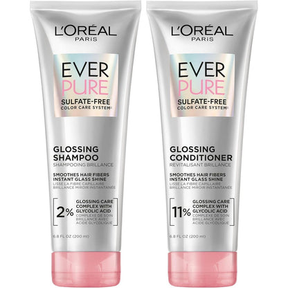 L'Oreal Paris EverPure Glossing Shampoo and Conditioner Set front view for shiny hair