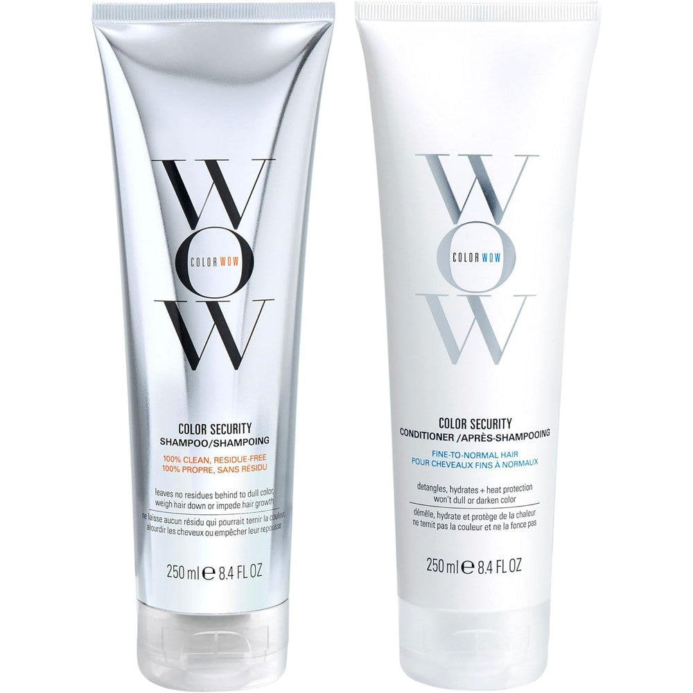 Color Wow Dream Clean Duo front view showcasing shampoo and conditioner bottles for salon quality hair care