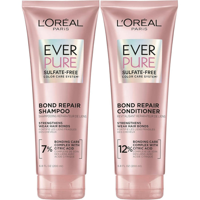 L'Oreal Paris EverPure Bond Repair shampoo and conditioner front view product display