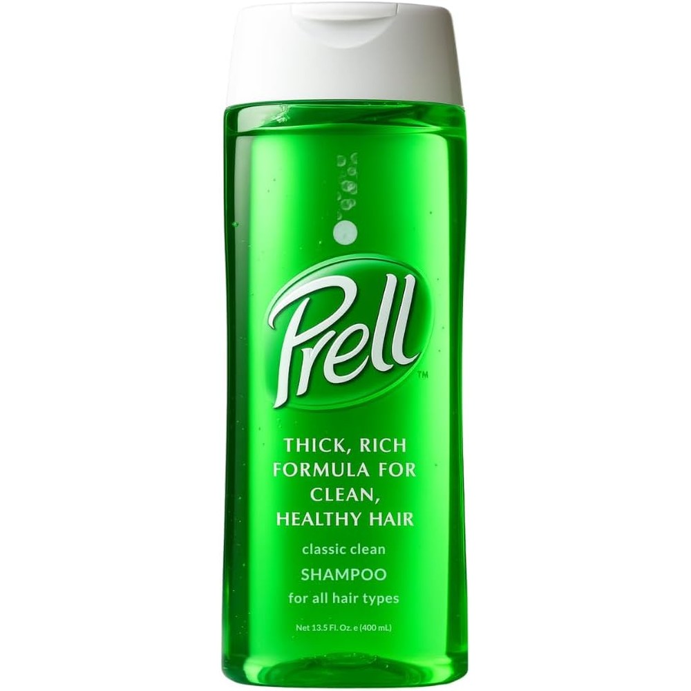 Prell Classic Clean Deep Cleansing Shampoo front view bottle showing original green formula