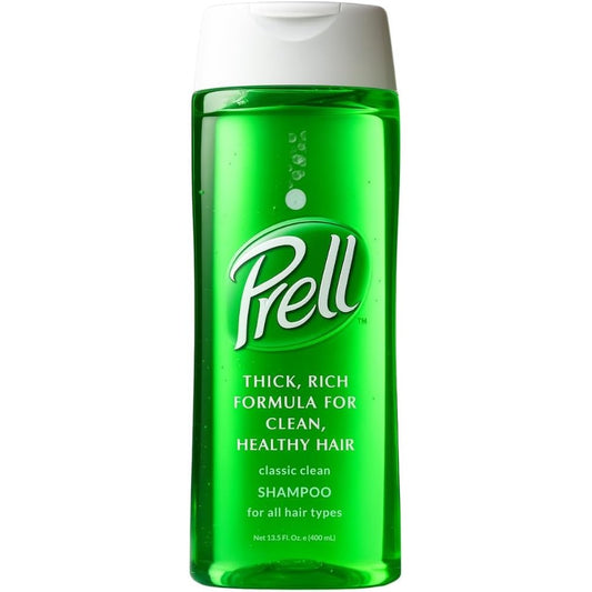 Prell Classic Clean Deep Cleansing Shampoo front view bottle showing original green formula