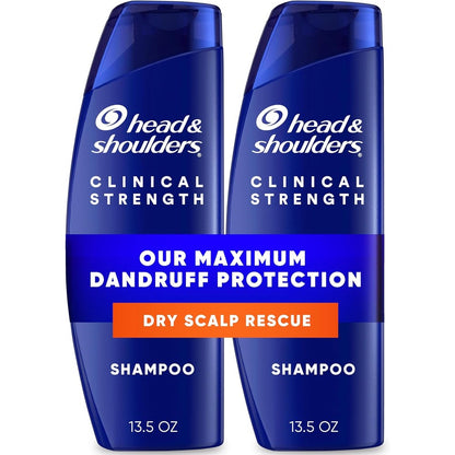 Head and Shoulders Clinical Strength Dry Scalp Rescue Shampoo twin pack front view for maximum dandruff protection
