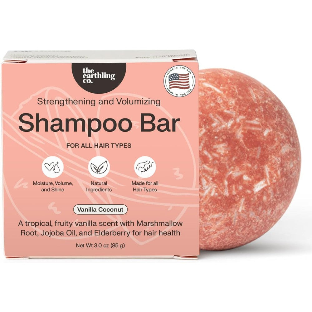 The Earthling Co Shampoo Bar Vanilla Coconut front view for hair growth