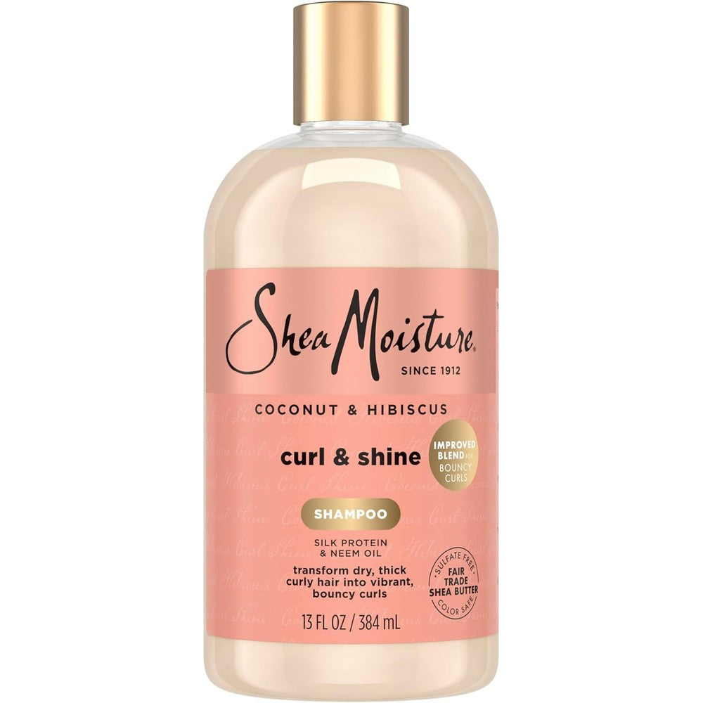 SheaMoisture Coconut and Hibiscus Curl and Shine Shampoo front view bottle