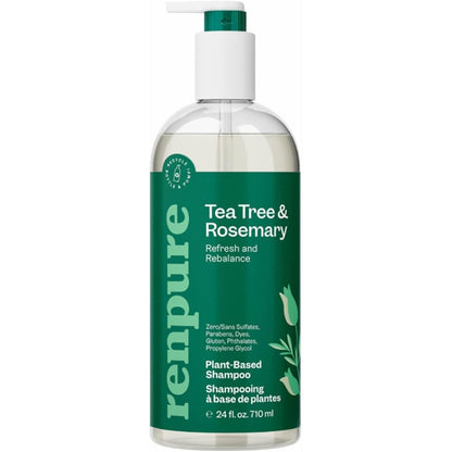 Renpure Tea Tree and Rosemary Shampoo front view pump bottle for dry scalp care