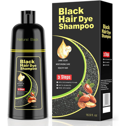 JIESSIA 3 in 1 black hair dye shampoo front view bottle for natural hair coloring