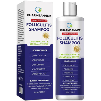 PHARMBANNER anti fungal shampoo front view bottle for scalp folliculitis relief