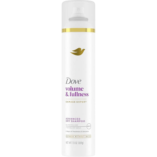 Dove Advanced Dry Shampoo Volume and Fullness front view showing 7.3 ounce can.