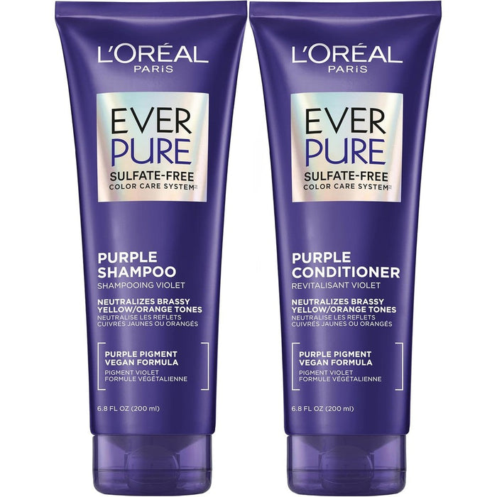 L'Oreal Paris EverPure Purple Shampoo and Conditioner Set front view bottle packaging