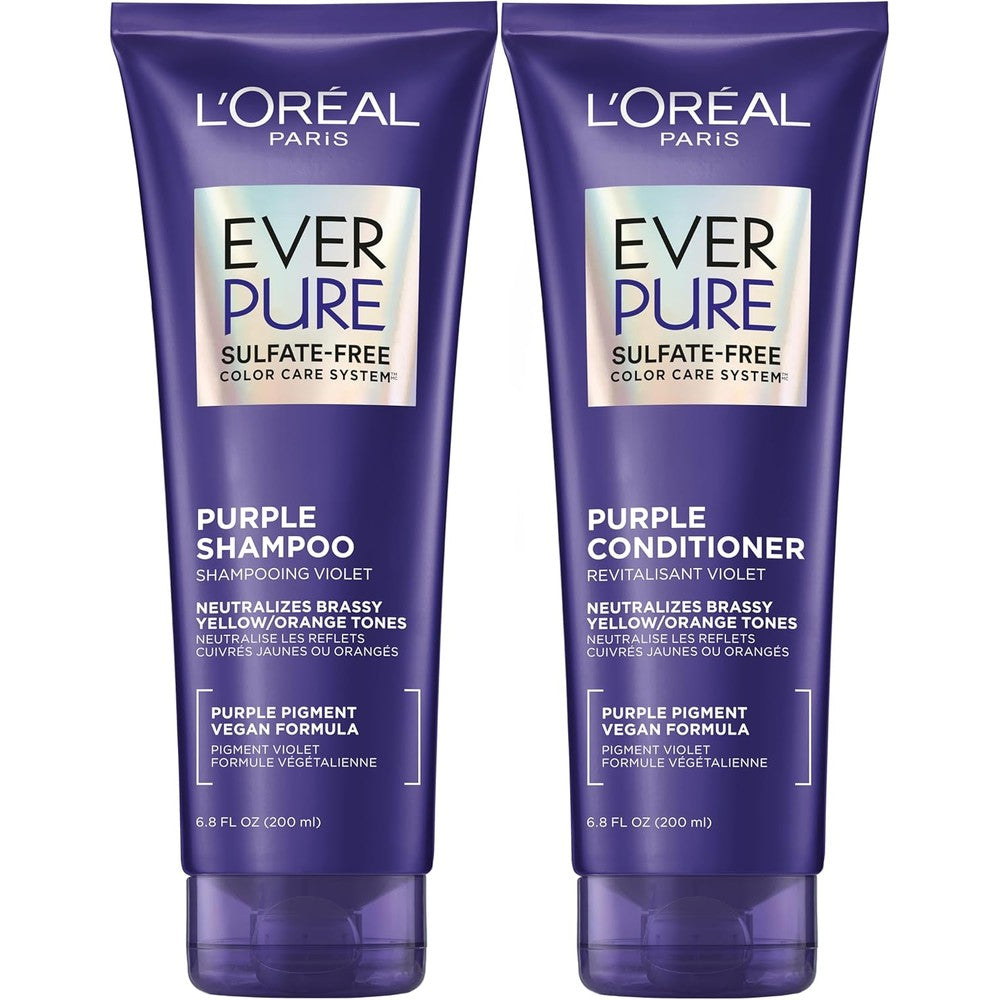 L'Oreal Paris EverPure Brass Toning Purple Shampoo and Conditioner Set front view