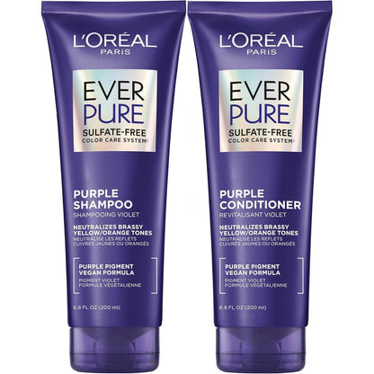 L'Oreal Paris EverPure Brass Toning Purple Shampoo and Conditioner Set front view