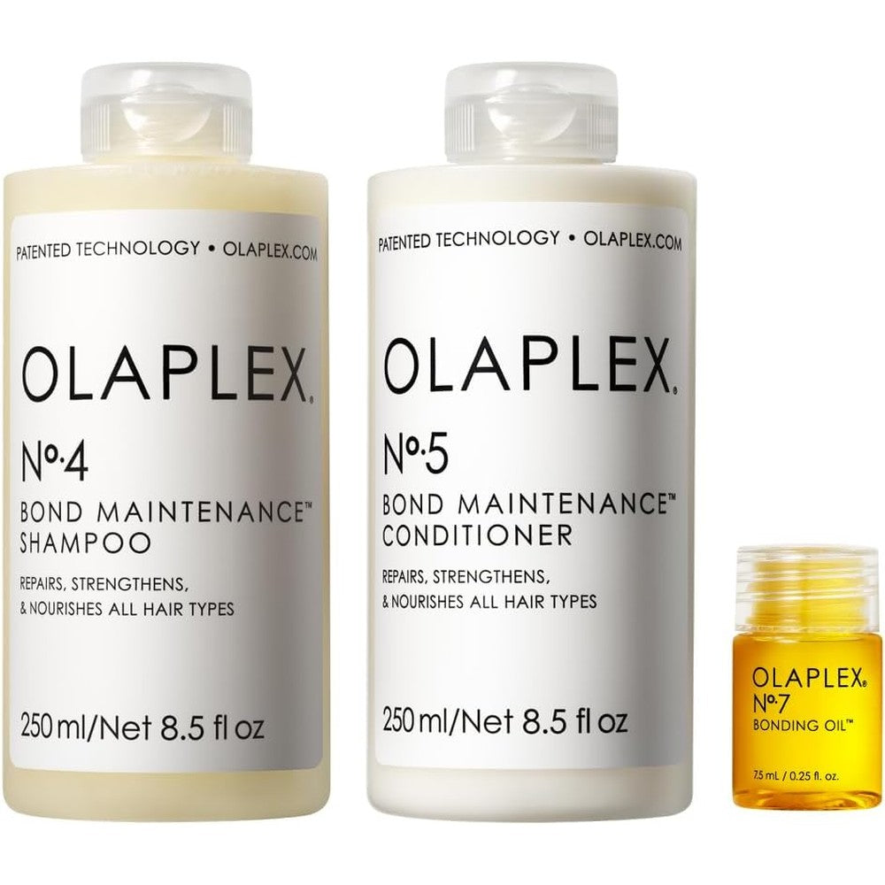 Olaplex Wash and Shine Hair Kit complete front view packaging for damaged hair repair