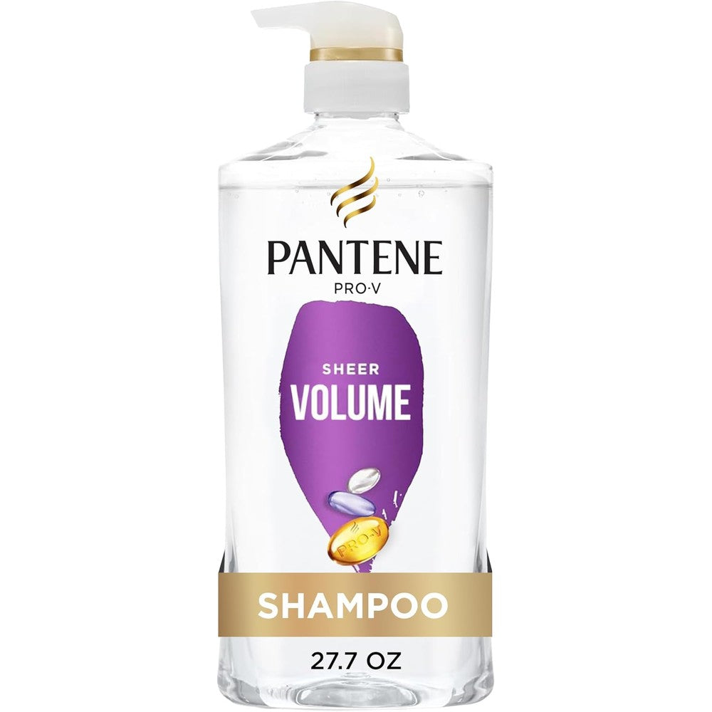 Pantene Sheer Volume Shampoo front view bottle for fine hair volumizing treatment