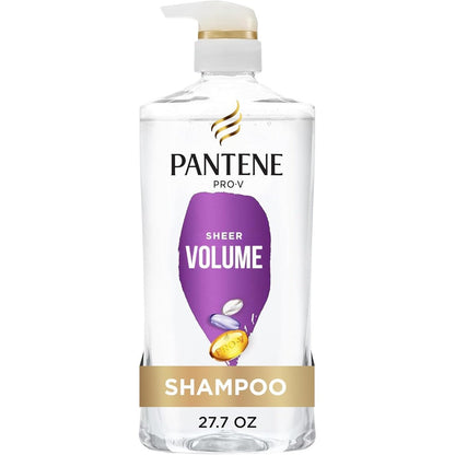 Pantene Sheer Volume Shampoo front view bottle for fine hair volumizing treatment