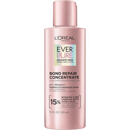 L'Oreal Paris EverPure Bond Repair Pre Shampoo Treatment front view of bottle packaging.