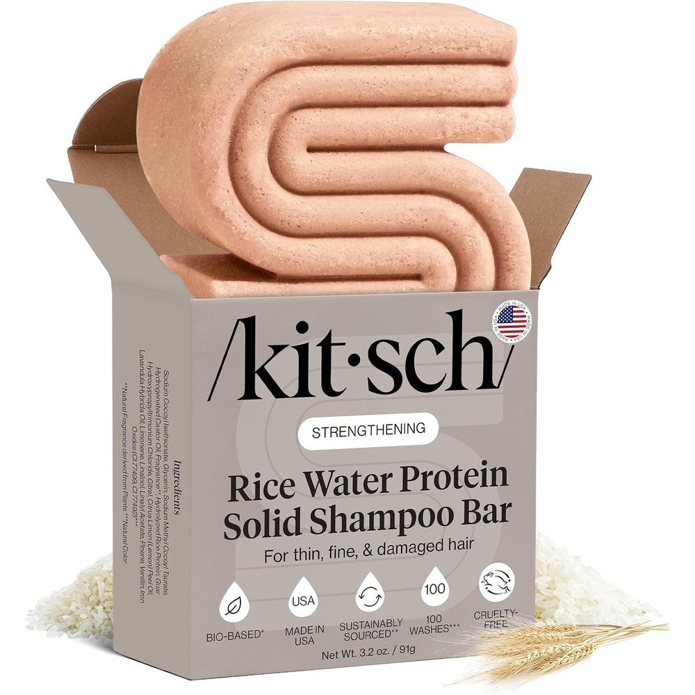 Kitsch Rice Water Shampoo Bar front view of packaging for natural hair growth
