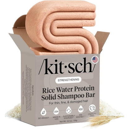 Kitsch Rice Water Shampoo Bar front view of packaging for natural hair growth