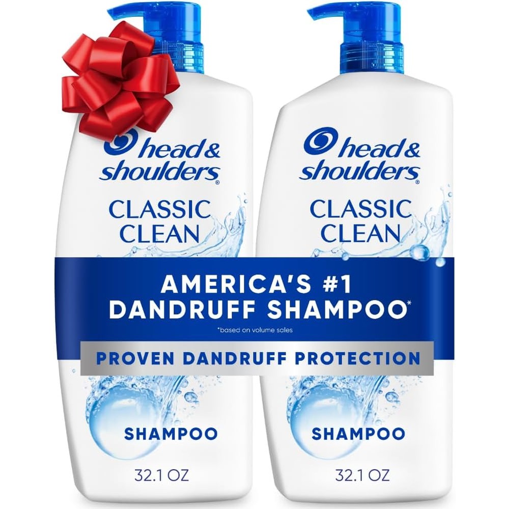 Head and Shoulders Classic Clean Anti Dandruff Shampoo front view twin pack for scalp care.