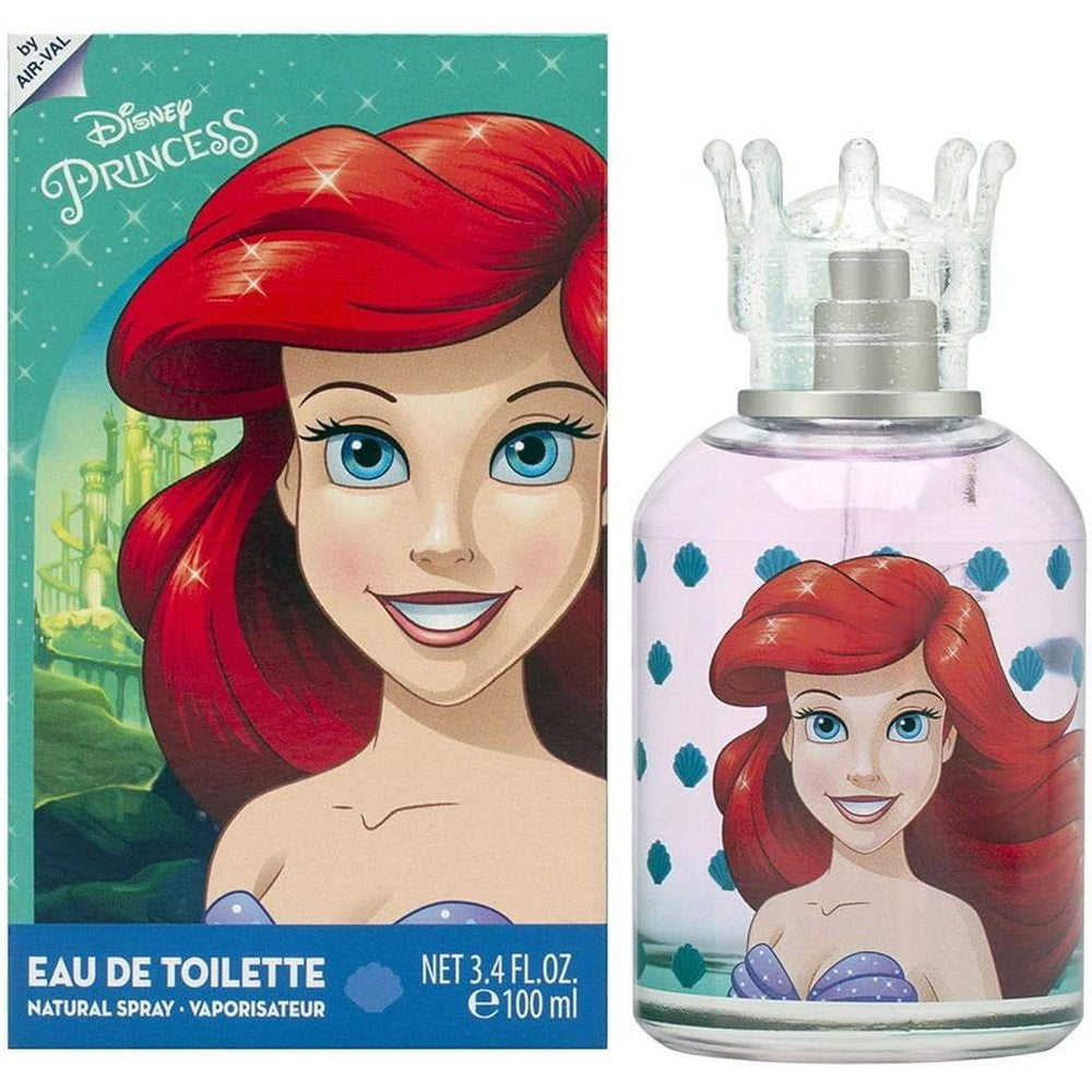 Air-Val Disney Princess Ariel Eau De Toilette Spray 3.4 Ounce front view collectible kids perfume bottle.