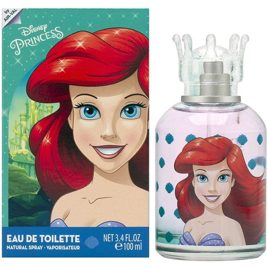 Air-Val Disney Princess Ariel Eau De Toilette Spray 3.4 Ounce front view collectible kids perfume bottle.