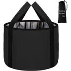 JSVsltd foot bath basin front view showcasing the black collapsible design