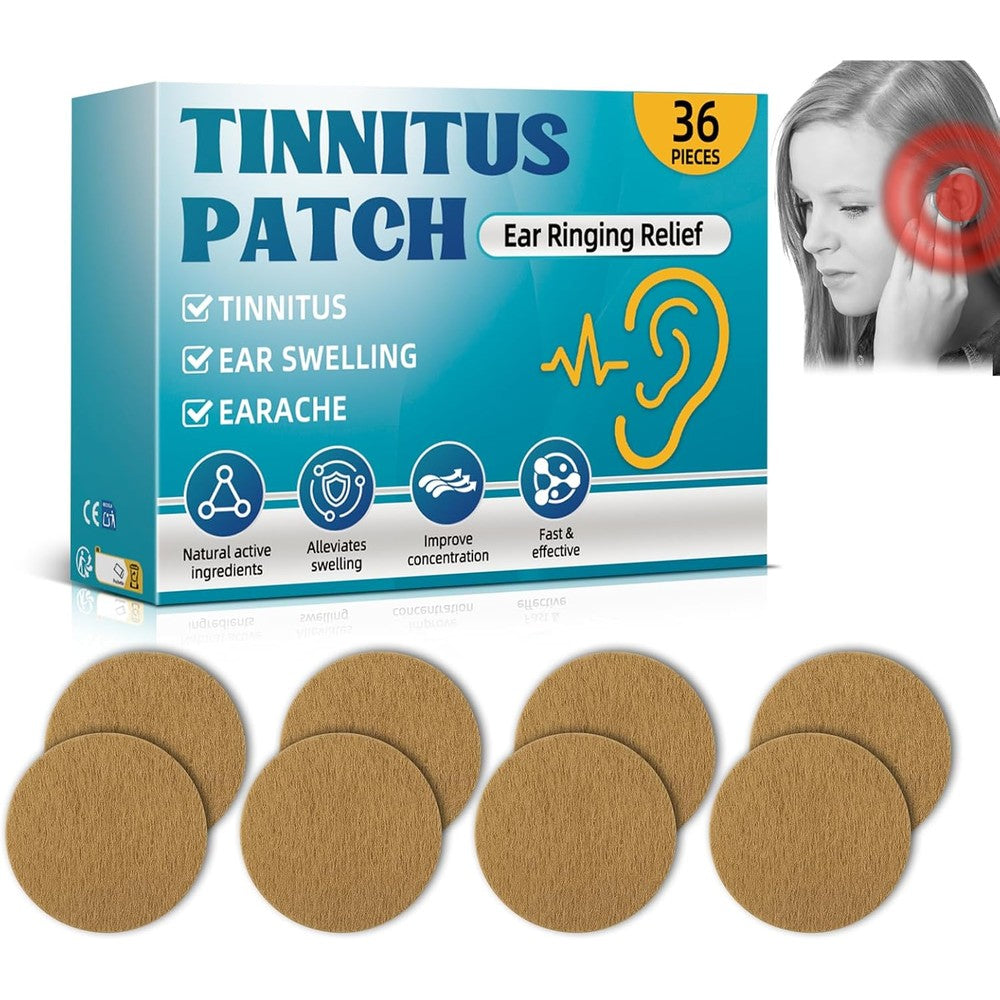 Vereclue Tinnitus Relief Patches 36 count box front view for ear ringing relief