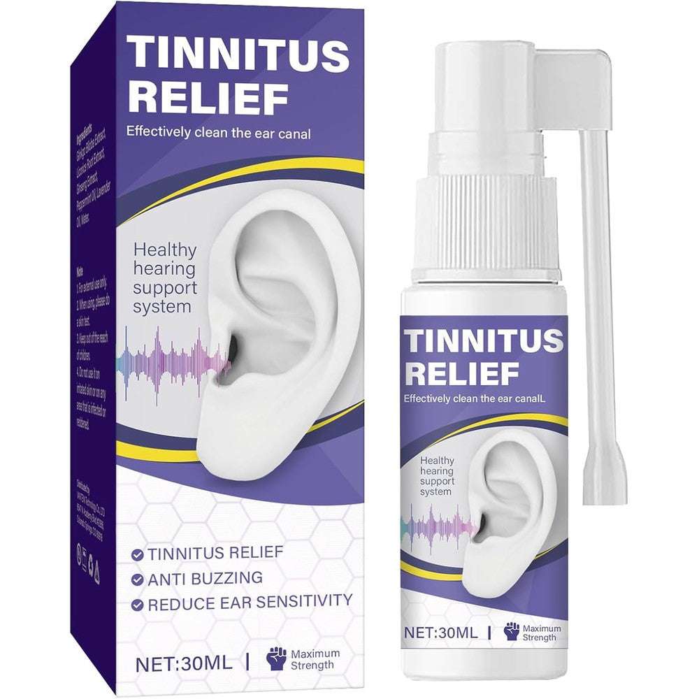Hajoyful Tinnitus Relief Spray 30ml front packaging for ear noise reduction.