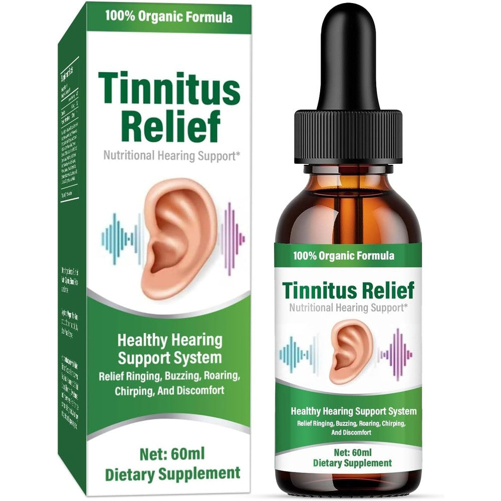 HOUNE Tinnitus Relief bottle front view showing herbal ingredients for ear ringing.