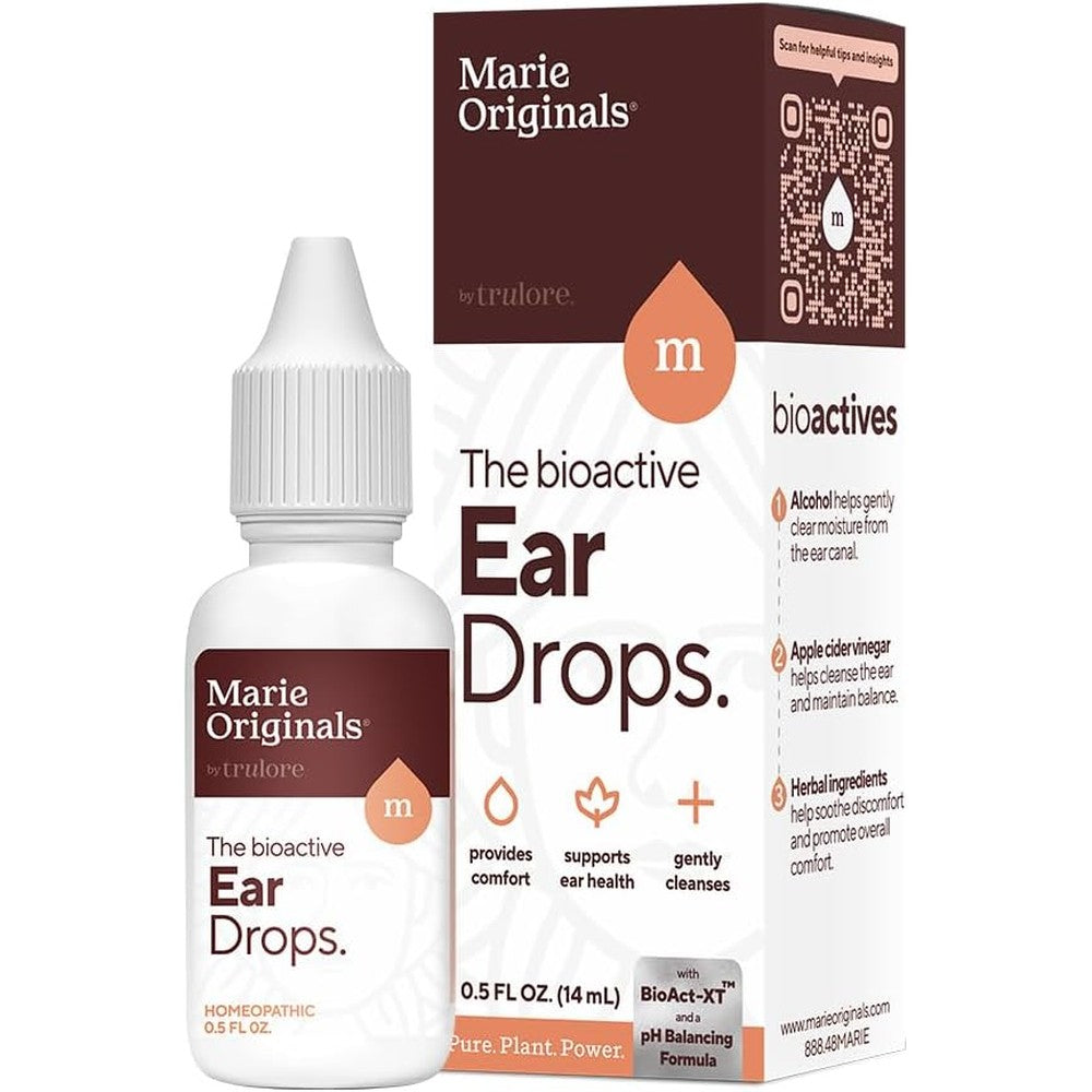 Marie Originals Ear Drops front view of 14ml bottle for clogged ear relief.