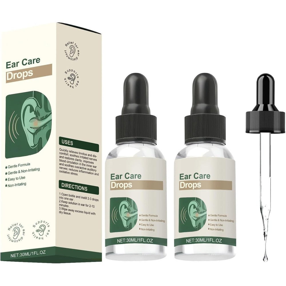 Voguzy Ear Care Drops front view showing two pack bottles for tinnitus relief.