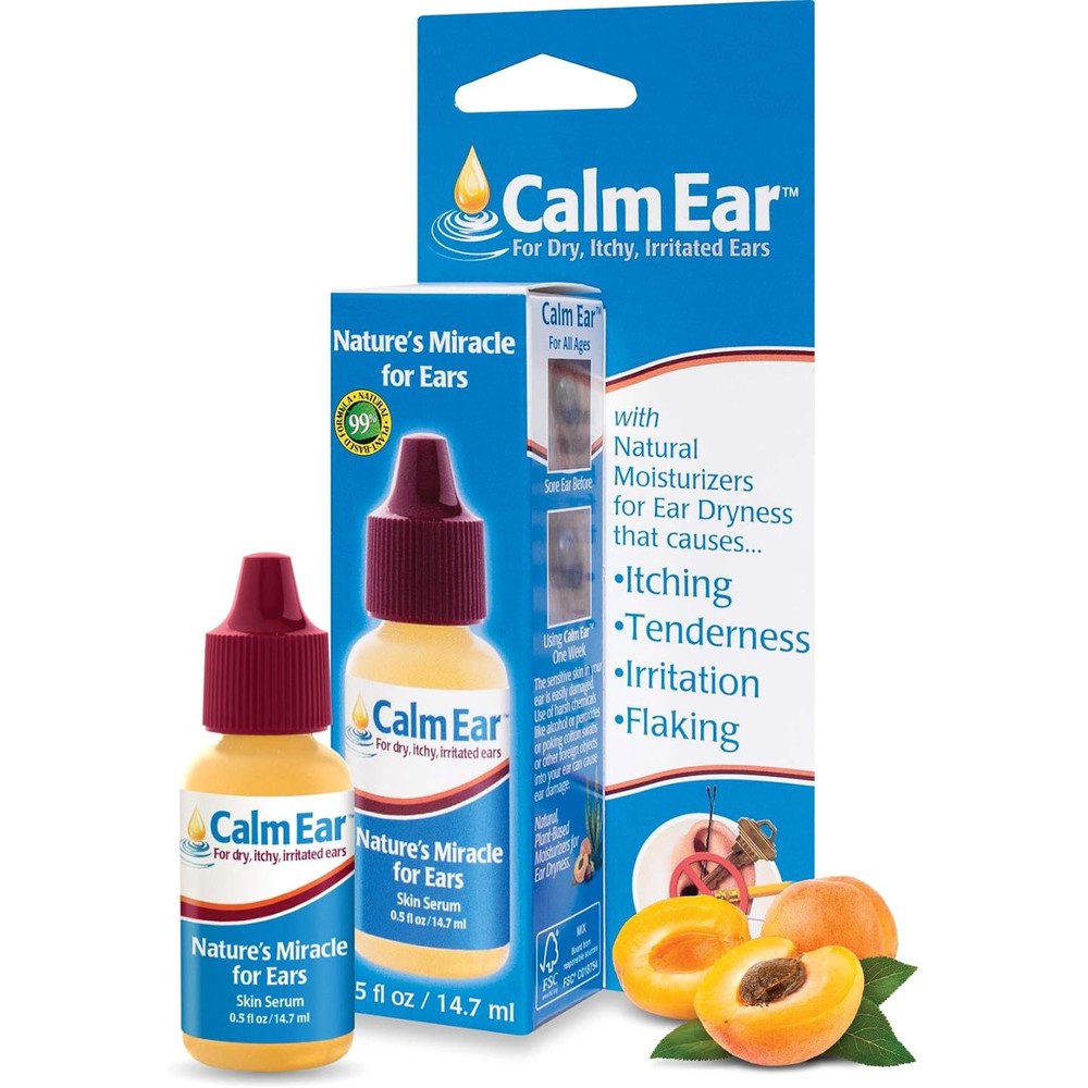 Miracell Calm Ear Drops 14.7ml bottle front view for itchy ear relief