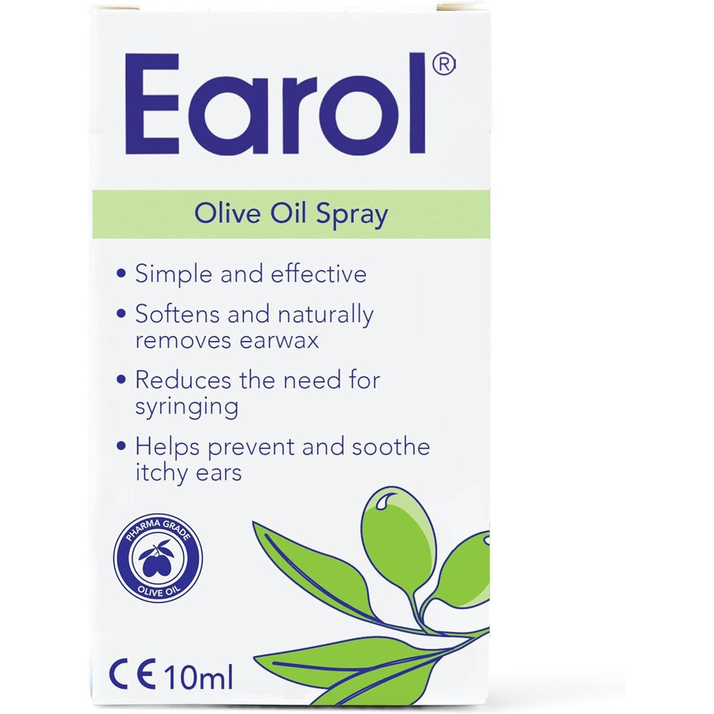 Earol Olive Oil Natural Ear Wax Softener Spray front view for earwax removal.
