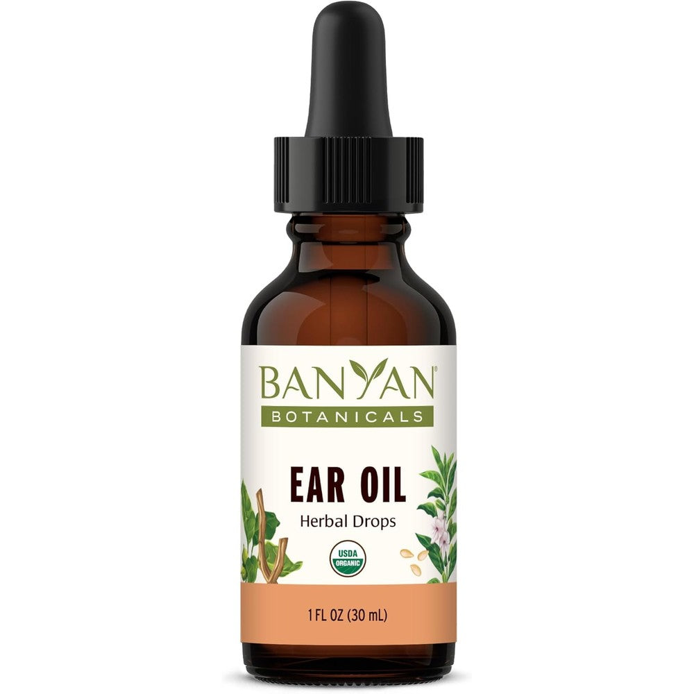 Banyan Botanicals Ear Oil bottle front view organic herbal ear drops