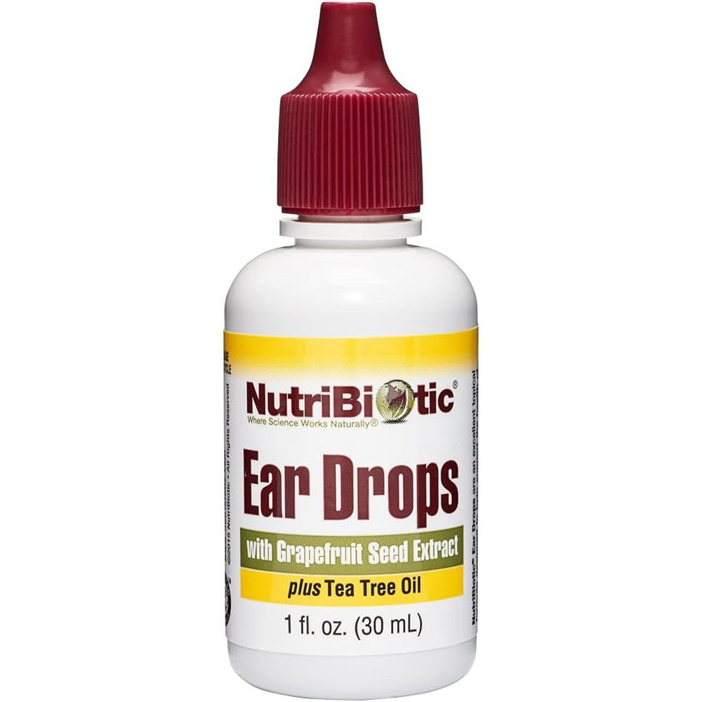 NutriBiotic Ear Drops 1 Fluid Ounce front view for ear canal health support.