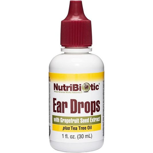NutriBiotic Ear Drops 1 Fluid Ounce front view for ear canal health support.