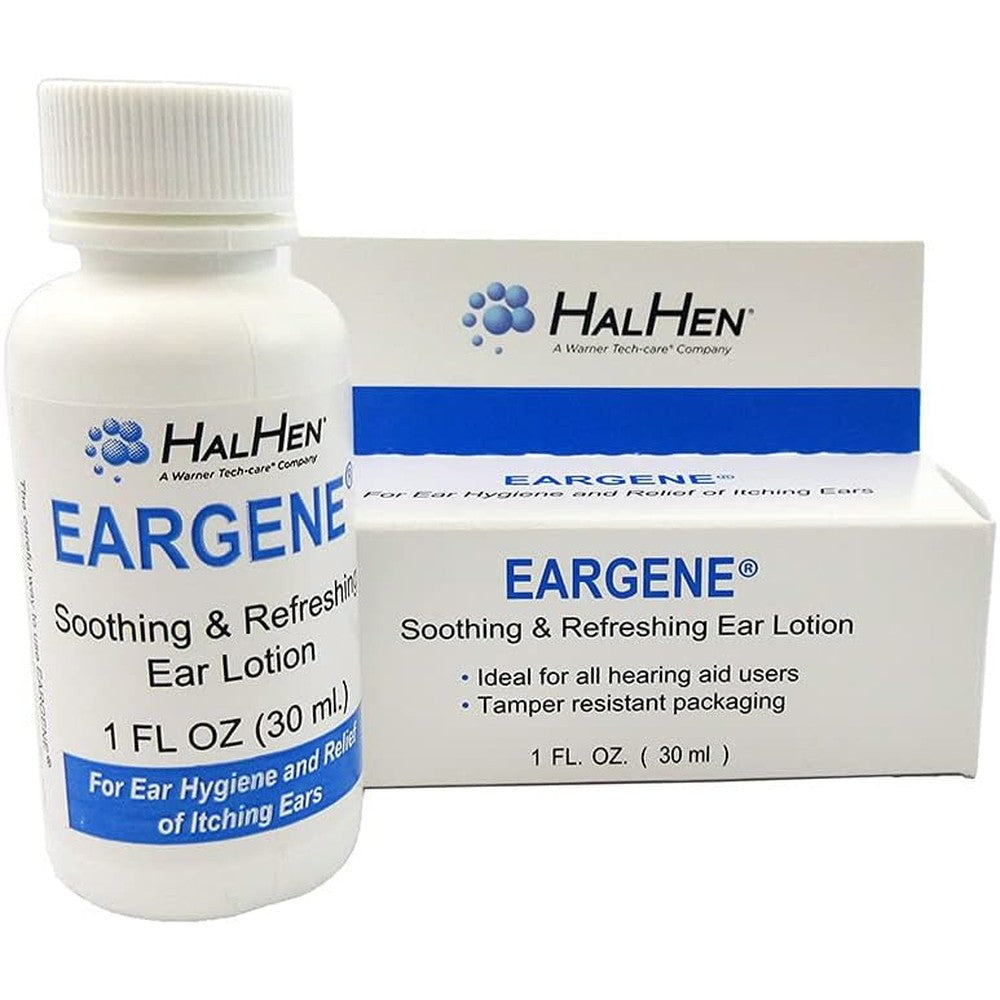 EARGENE Soothing Ear Lotion 1 Fluid Ounce bottle front view for itchy ear relief