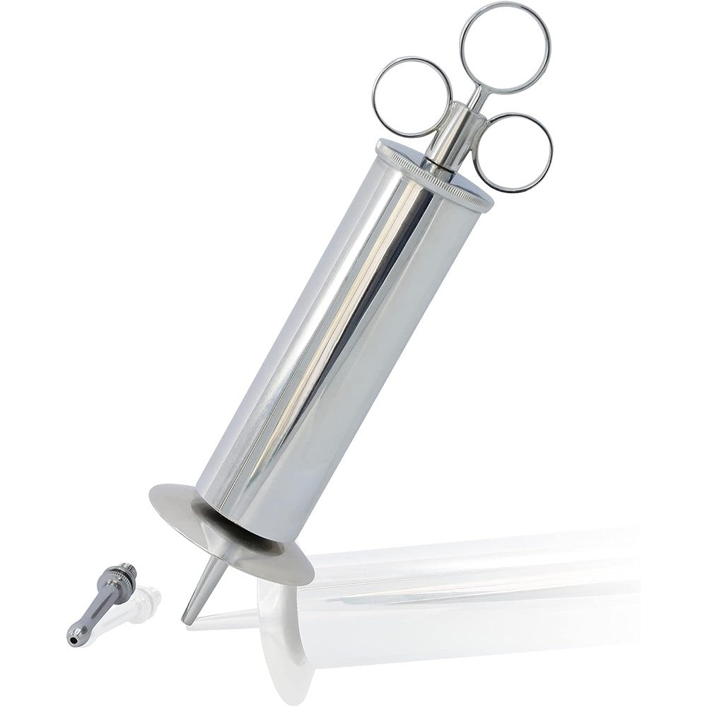 OdontoMed2011 ear wax removal syringe front view showing chrome finish and metal body