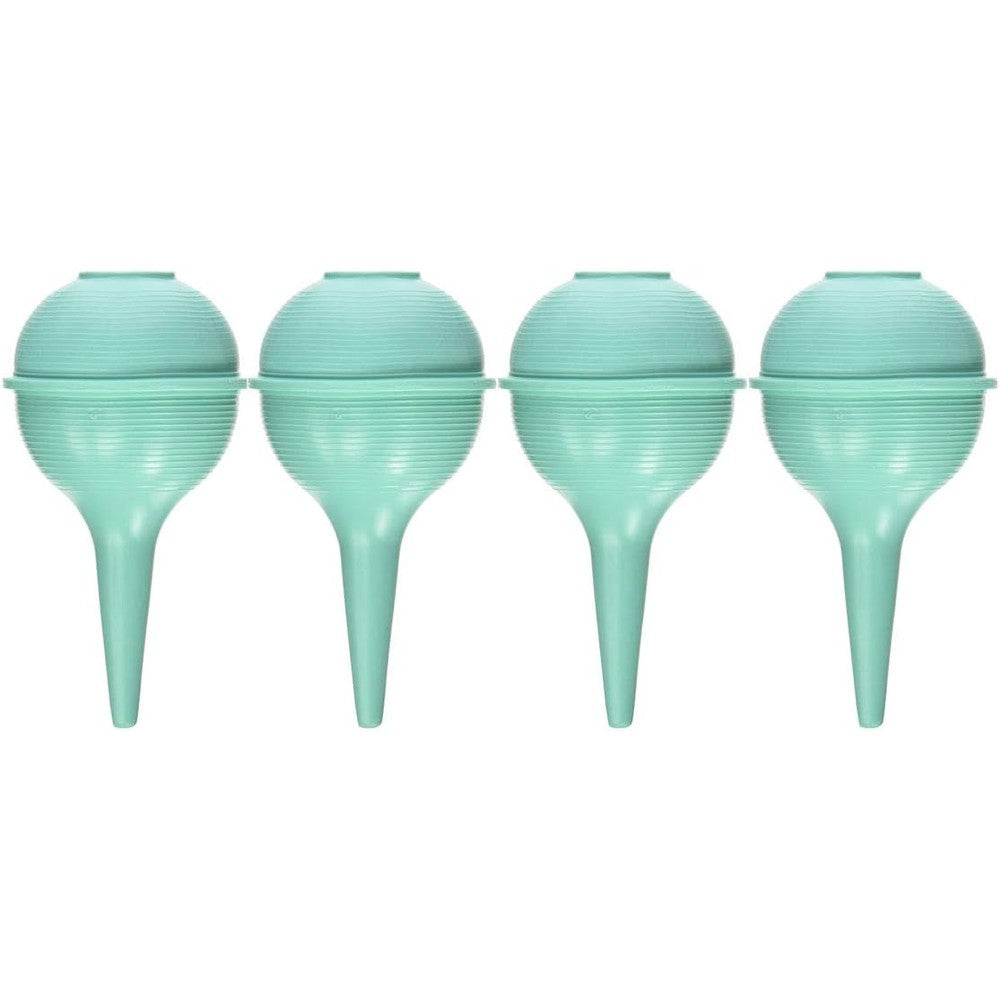 Easy Glide sterile ear and ulcer syringe front view of four teal bulb syringes