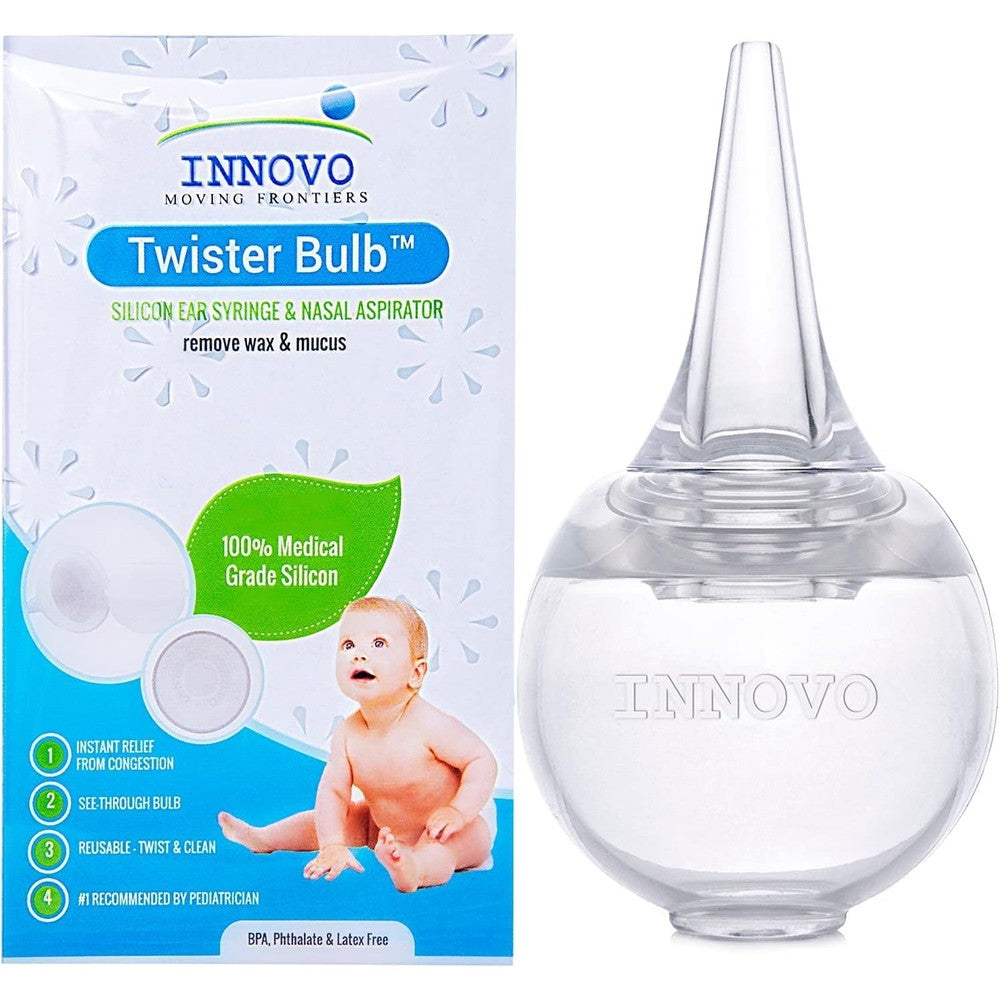 Innovo Hospital Grade Silicone Twister Bulb front view for baby nasal suction