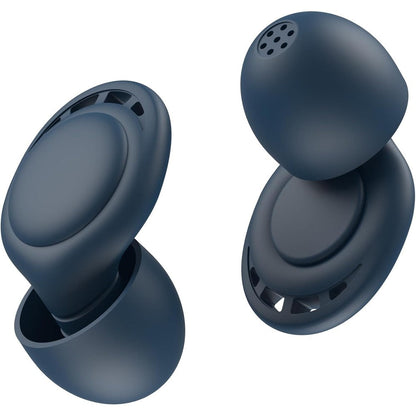 Beinkap reusable silicone noise reduction ear plugs blue front view showcasing circular design